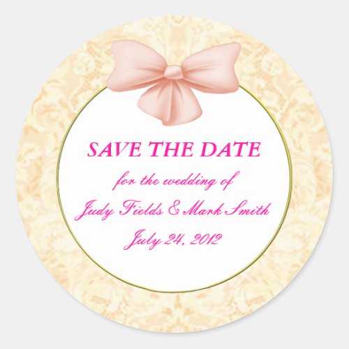 Pink Bow Save The Date Stickers