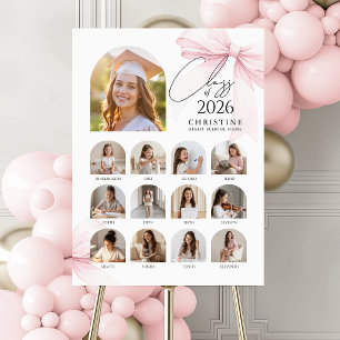 Pink Bow School Years Photo Collage Board