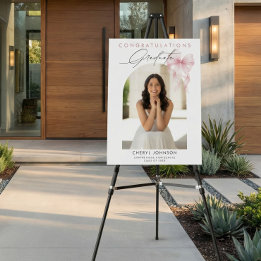 Pink Bow Script Graduation Photo Welcome Sign