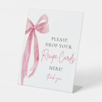 Pink Bow Share a Recipe Card Bridal Shower Sign