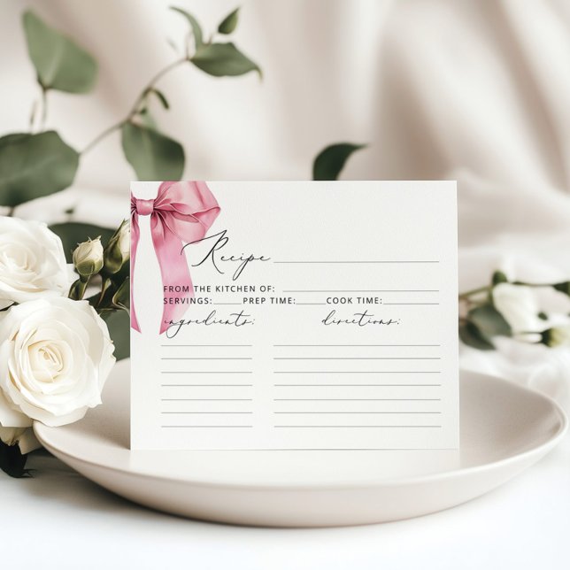 Pink Bow She is tying the knot Bridal Recipe card (Creator Uploaded)