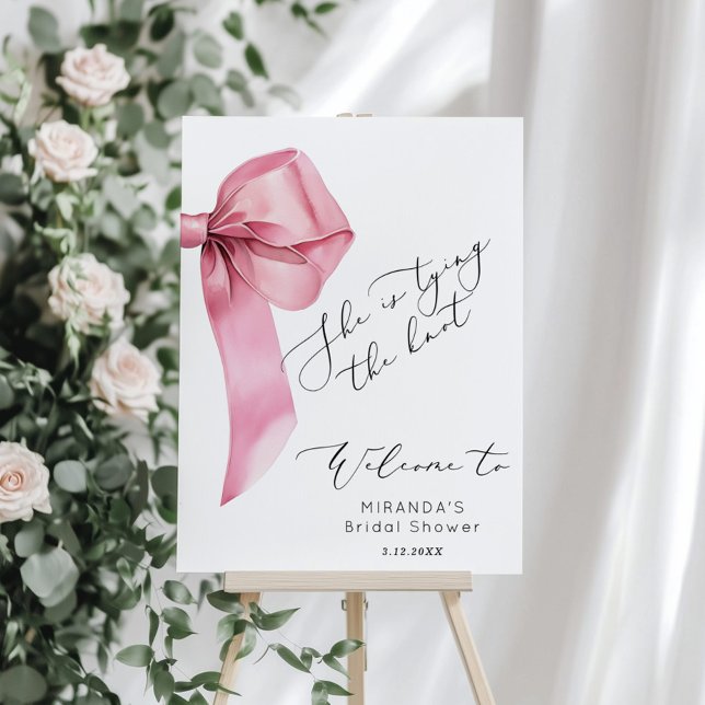 Pink Bow She is tying the knot Bridal Shower Foam Board (Creator Uploaded)
