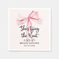 Pink Bow She Tying The Knot Bridal Shower