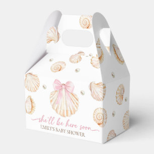 Pink Bow Shell Baby Shower Favor Box