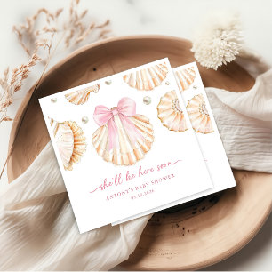 Pink Bow Shell Baby Shower Napkins