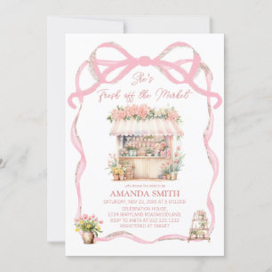 Pink Bow She's Fresh Off the Market Bridal Shower Invitation