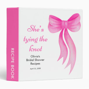 Pink Bow She's Tying the Knot Bridal Shower 3 Ring Binder