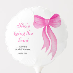 Pink Bow She's Tying the Knot Bridal Shower  Balloon