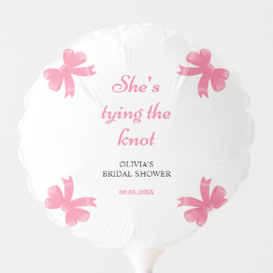 Pink Bow She's Tying The Knot Bridal Shower Balloon