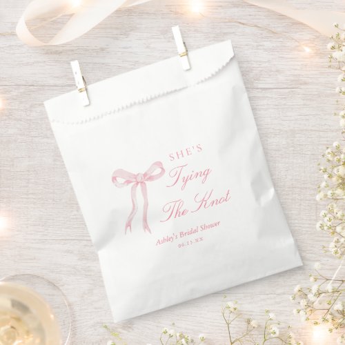 Pink Bow Shes Tying The Knot Bridal Shower Favor Bag