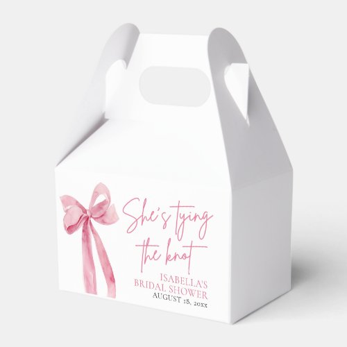 Pink Bow Shes Tying the Knot Bridal Shower Favor Boxes