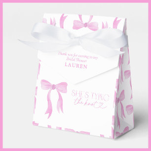 Pink Bow She's Tying The Knot Bridal Shower Favor Boxes