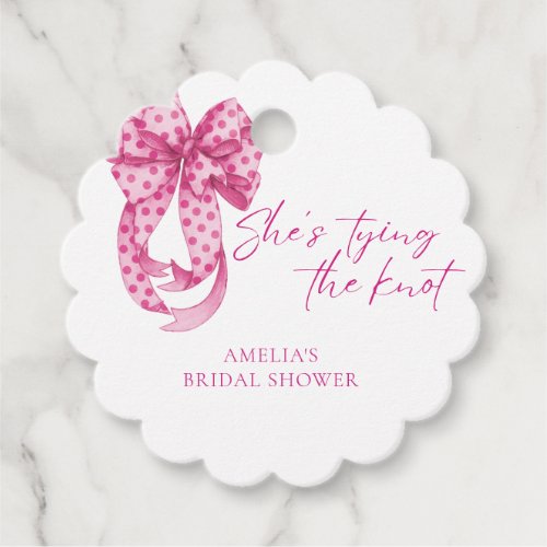 Pink bow Shes Tying the Knot Bridal Shower  Favor Tags