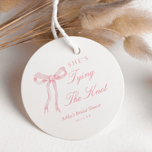 Pink Bow She's Tying The Knot Bridal Shower Favor Tags