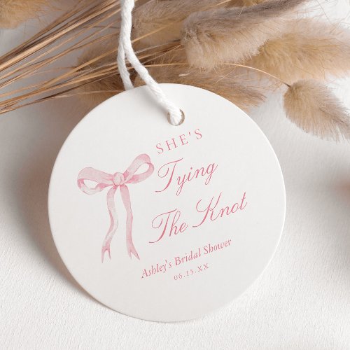 Pink Bow Shes Tying The Knot Bridal Shower Favor Tags