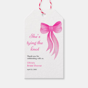 Pink Bow She's Tying the Knot Bridal Shower  Gift Tags