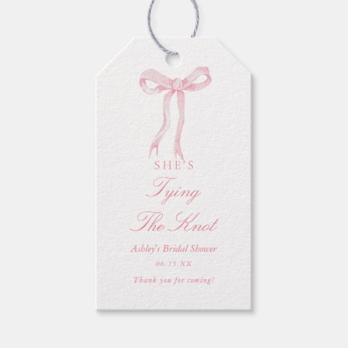 Pink Bow Shes Tying The Knot Bridal Shower Gift Tags