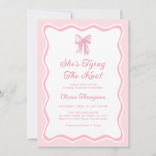 Pink Bow Shes Tying the Knot Bridal Shower Invitation
