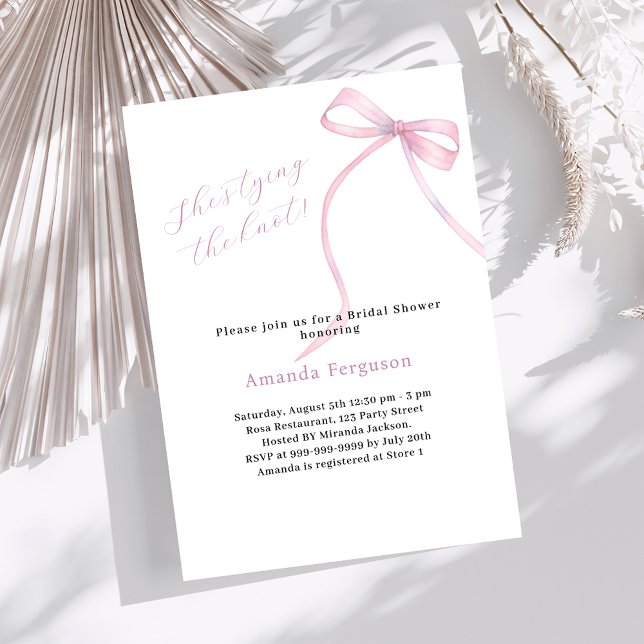 Pink bow She's tying the Knot Bridal Shower Invitation (Creator Uploaded)