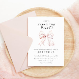 Pink Bow She's Tying the Knot Bridal Shower Invitation
