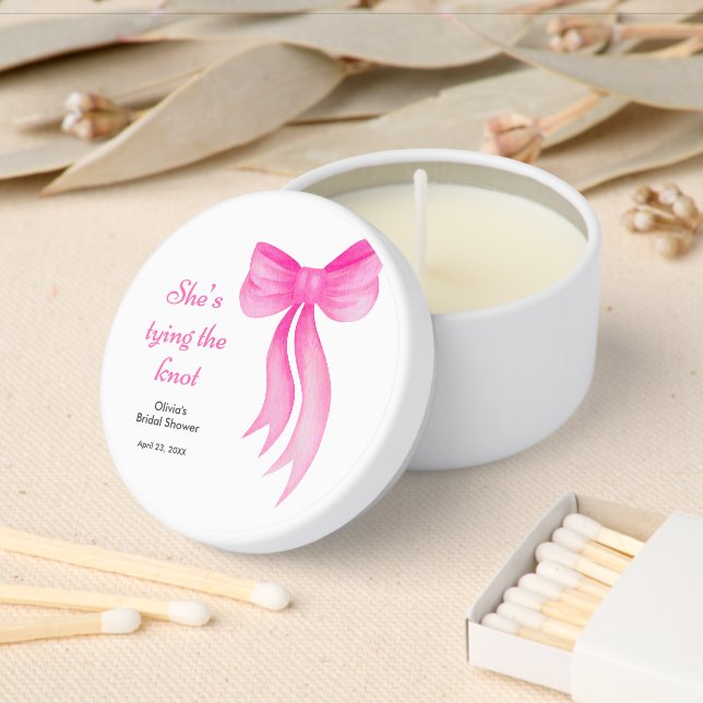 Pink Bow She's Tying the Knot Bridal Shower   Mini Candle Favors (Insitu)