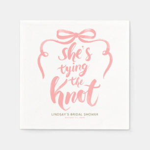 Pink Bow She's Tying the Knot Bridal Shower Napkins