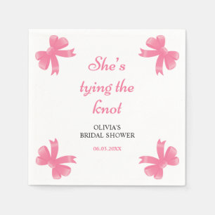 Pink Bow She's Tying The Knot Bridal Shower Napkins