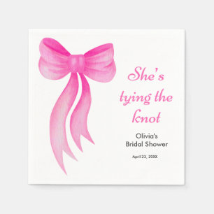 Pink Bow She's Tying the Knot Bridal Shower  Napkins