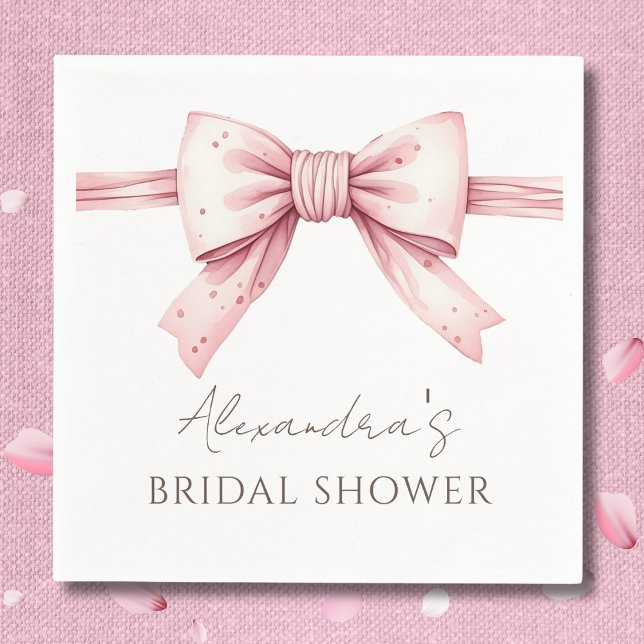 Pink Bow Shes Tying the Knot Bridal Shower Napkins (Creator Uploaded)