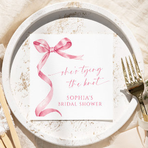Pink Bow She's Tying The Knot Bridal Shower Napkins