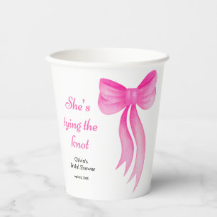 Pink Bow She's Tying the Knot Bridal Shower  Paper Cups