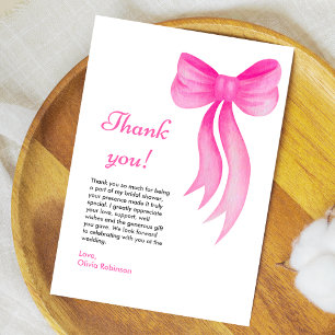 Pink Bow She's Tying the Knot Bridal Shower  Thank You Card
