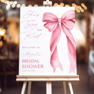 Pink Bow She's Tying the Knot Bridal Shower Welcom Foam Board