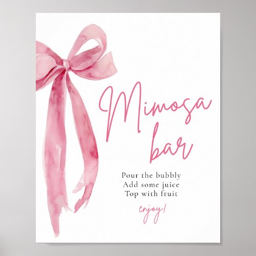 Pink Bow Shes Tying the Knot Mimosa Bar Sign
