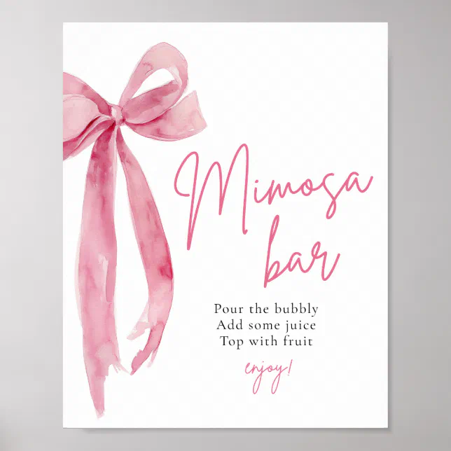 Pink Bow She S Tying The Knot Mimosa Bar Sign Zazzle