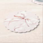 Pink Bow She's Tying the Knot Paper Coaster<br><div class="desc">Elegant blush pink bow paper coasters</div>