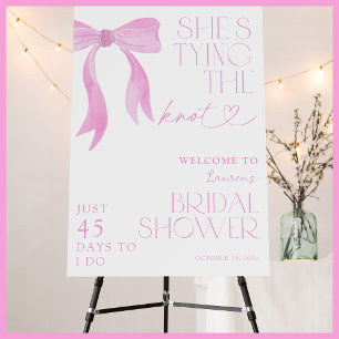 Pink Bow She's Tying The Knot Shower Welcome Foam Board