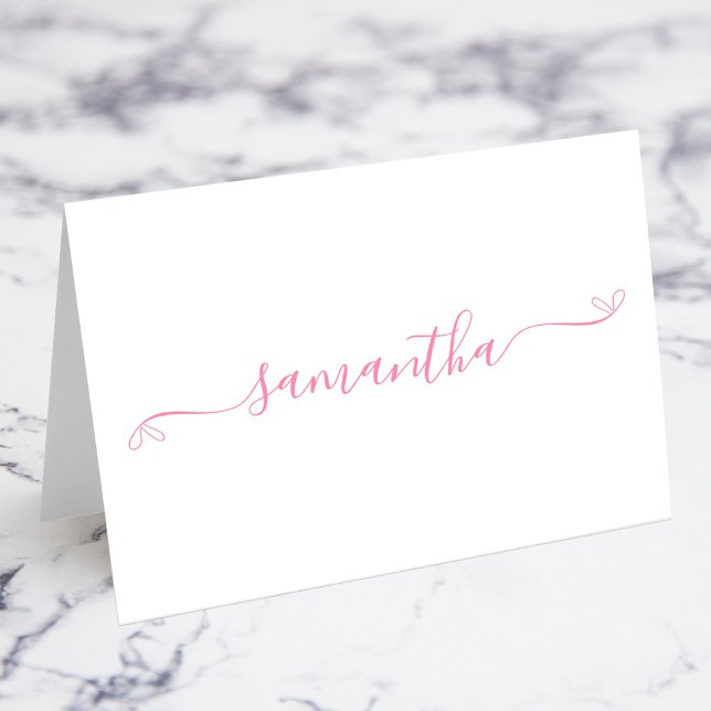 Pink Bow Signature Name Place Cards (Pink Coquette Bow Signature Name Place Cards)
