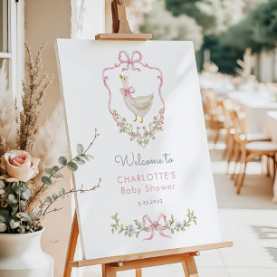 Pink Bow Silly Goose Baby Girl Shower Welcome Foam Board