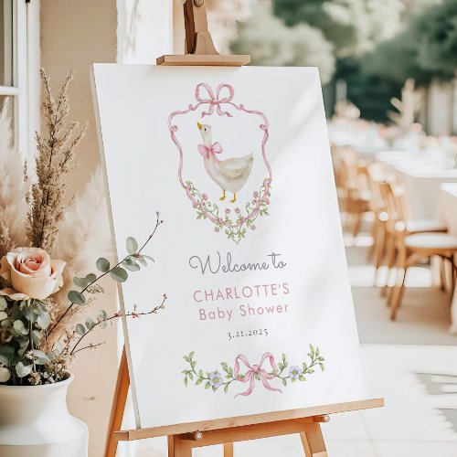 Pink Bow Silly Goose Baby Girl Shower Welcome
