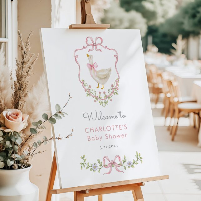 Pink Bow Silly Goose Baby Girl Shower Welcome Foam Board (Creator Uploaded)