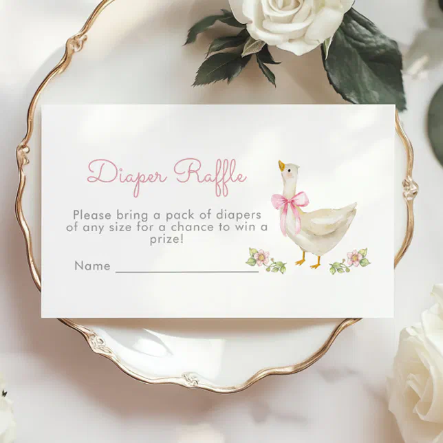 Pink Bow Silly goose Diaper raffle ticket Enclosure Card | Zazzle