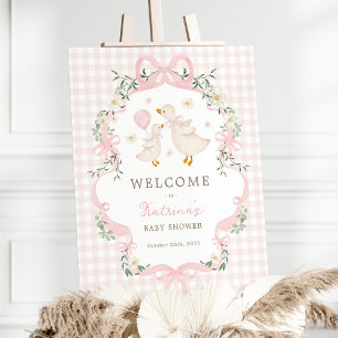 Pink Bow Silly Goose Girl Baby Shower Welcome Foam Board