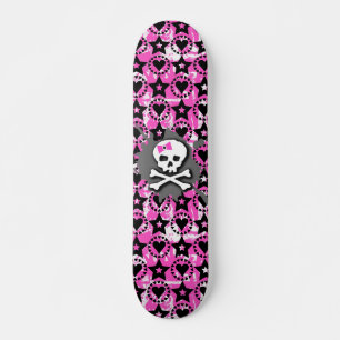Pink Bow Skull Skateboard Deck