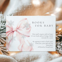Pink Bow Snowflakes Baby Shower Books for Baby Enclosure Card