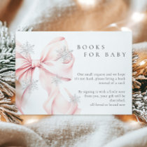 Pink Bow Snowflakes Baby Shower Books for Baby Enclosure Card