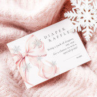 Pink Bow Snowflakes Baby Shower Diaper Raffle