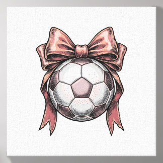 Pink Bow Soccer Ball Vintage Canvas Photo Tile