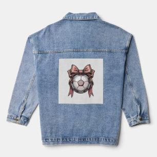 Pink Bow Soccer Ball Vintage Denim Jacket