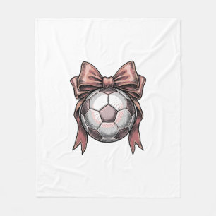 Pink Bow Soccer Ball Vintage Fleece Blanket